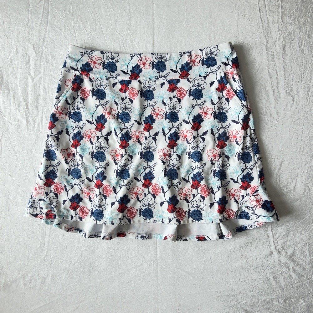 Coral Bay Womens Red, White & Blue Flower golf skirt medium